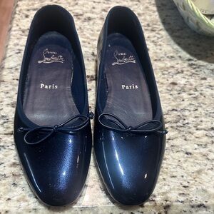 Christian Louboutin Navy Blue Glossy Flats